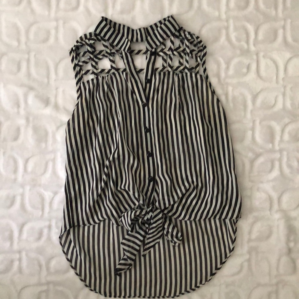 Lattice Back Tie Front High Low Tank